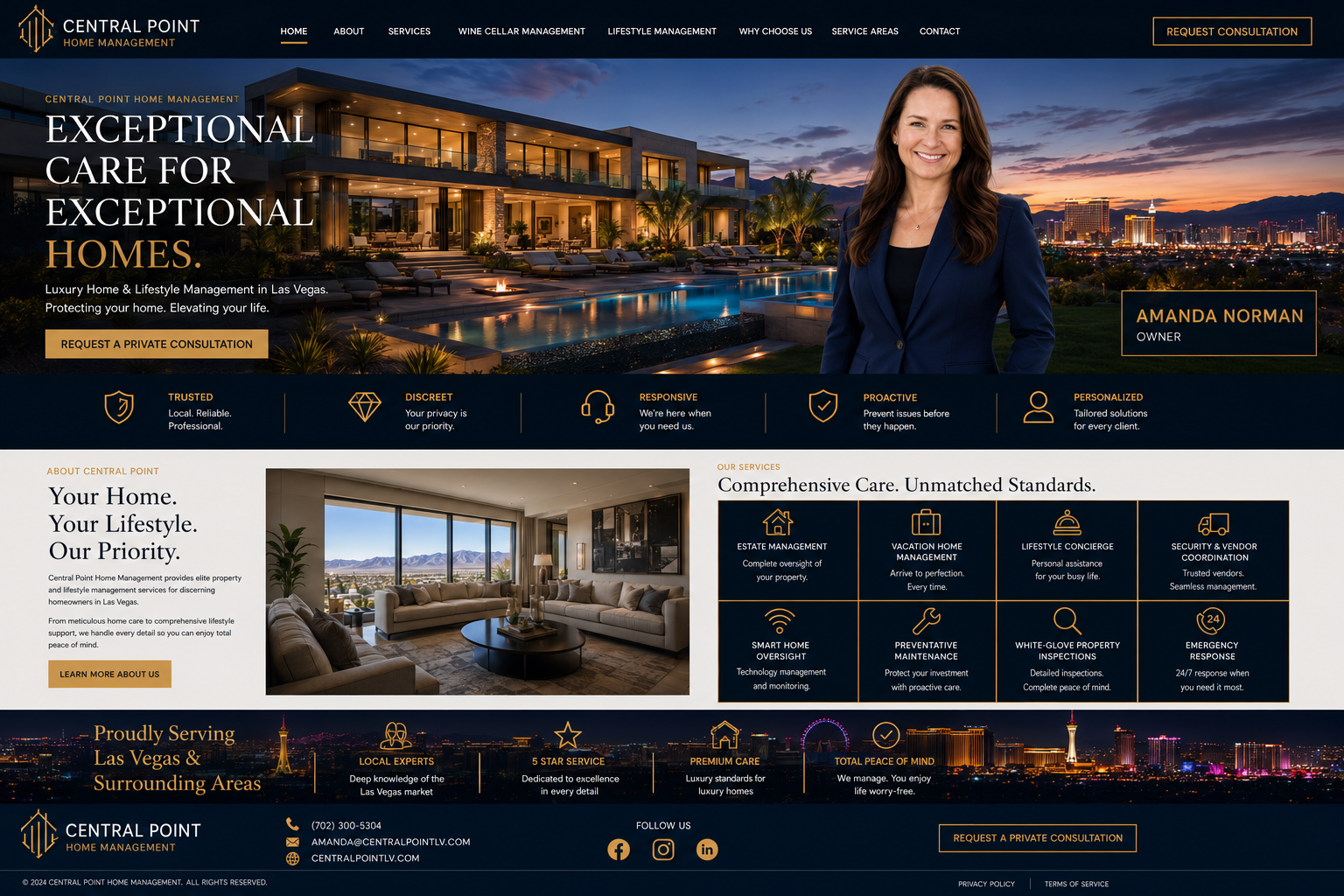 Central Point Home Management luxury home management homepage