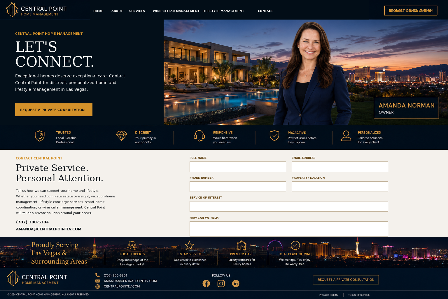 Central Point Home Management contact page