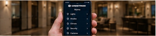 iPhone displaying the Crestron Home app
